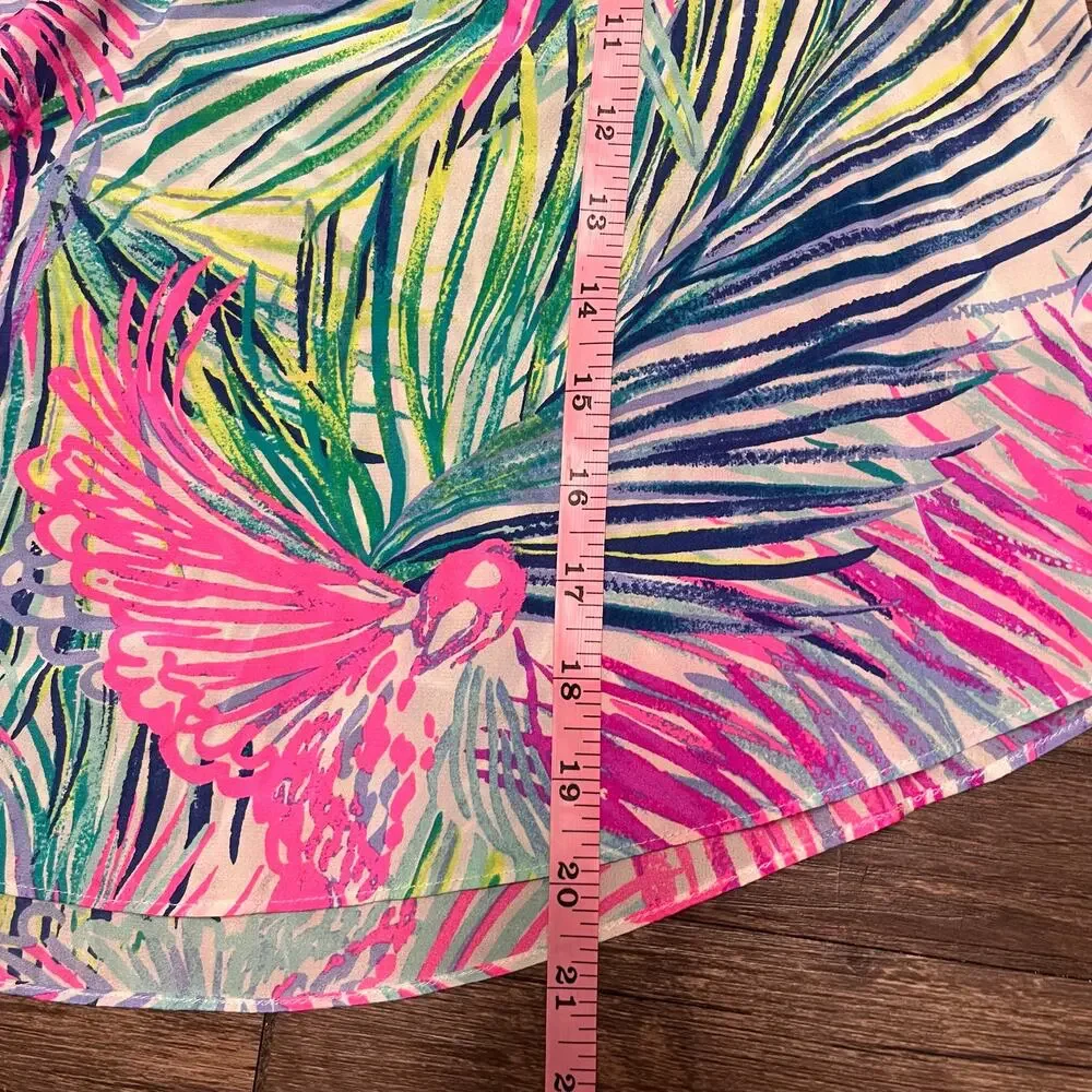 Lilly Pulitzer Adira Silk Off Shoulder Top XS Parrot Tropical Coastal Resort - Picture 9 of 10